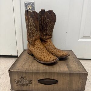 Brown 100% Authentic Ostrich Cowboy Boots